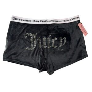 Juicy Couture Women Velvet Embellished Pajama Bottom Lounge Short Black Size XL